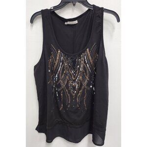 Maurices Womens Tank Top Size 2X Black Sequined Scoop Neck Whimsygoth Grunge